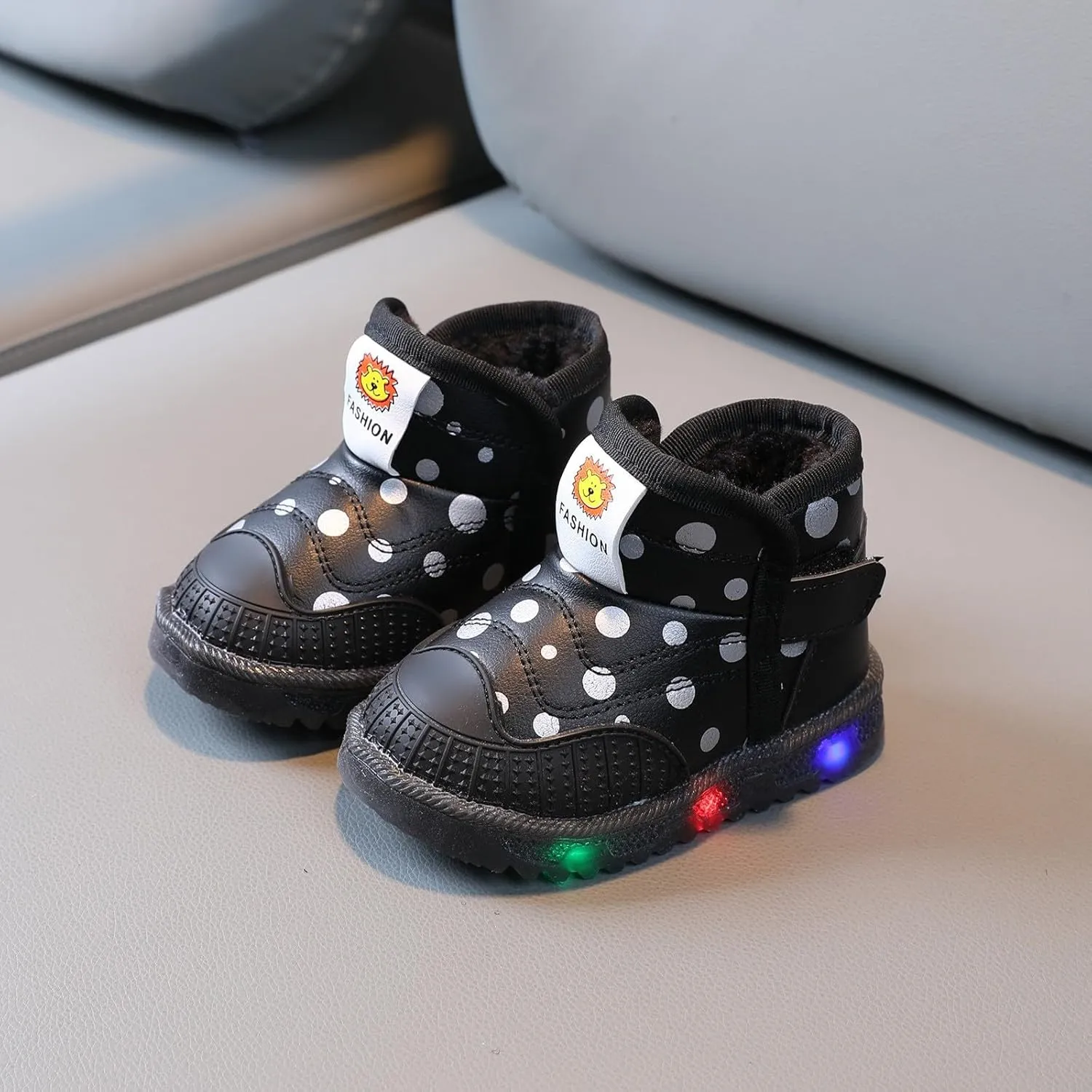 Baby Girls Boys Boots Led High Top First Walking Shoes Cotton Inner Luminous Light up Casual High Heels Shoes