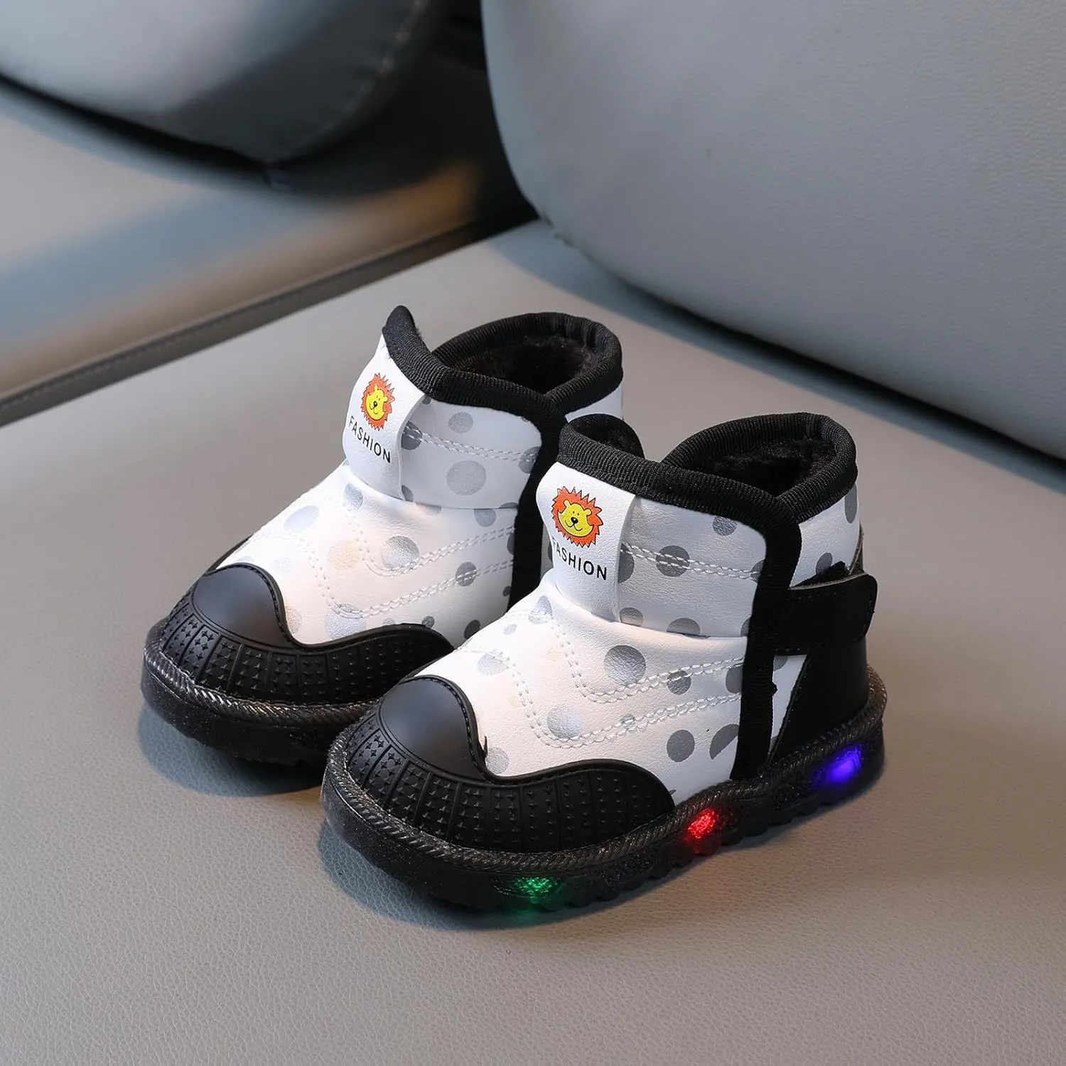 Baby Girls Boys Boots Led High Top First Walking Shoes Cotton Inner Luminous Light up Casual High Heels Shoes