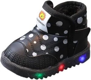 Baby Girls Boys Boots Led High Top First Walking Shoes Cotton Inner Luminous Light up Casual High Heels Shoes