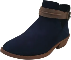 Boots for Women Low Heel Mid Calf Boots Block Chunky Heel Pointed Toe Military Zipper Motorcycle Cowboy Ankle Booties 52