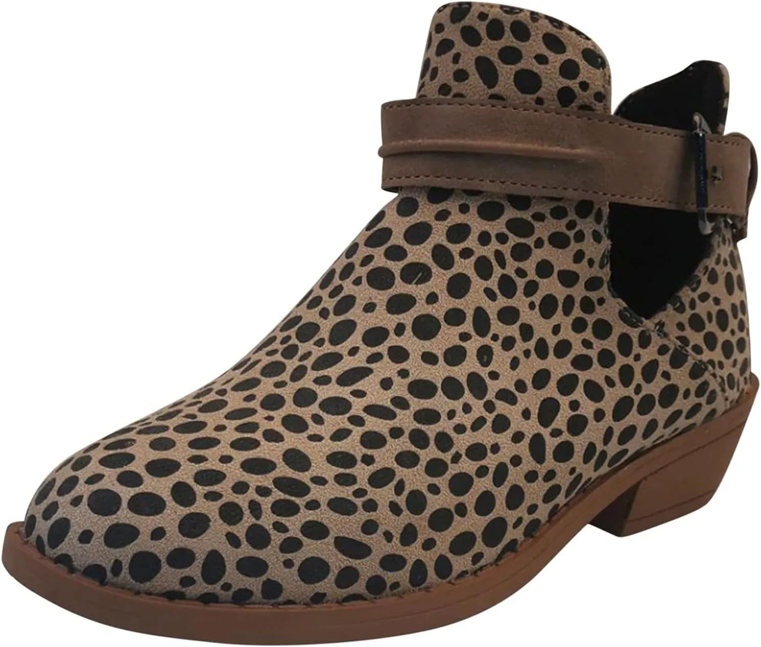 Boots for Women Low Heel Mid Calf Boots Block Chunky Heel Pointed Toe Military Zipper Motorcycle Cowboy Ankle Booties 52