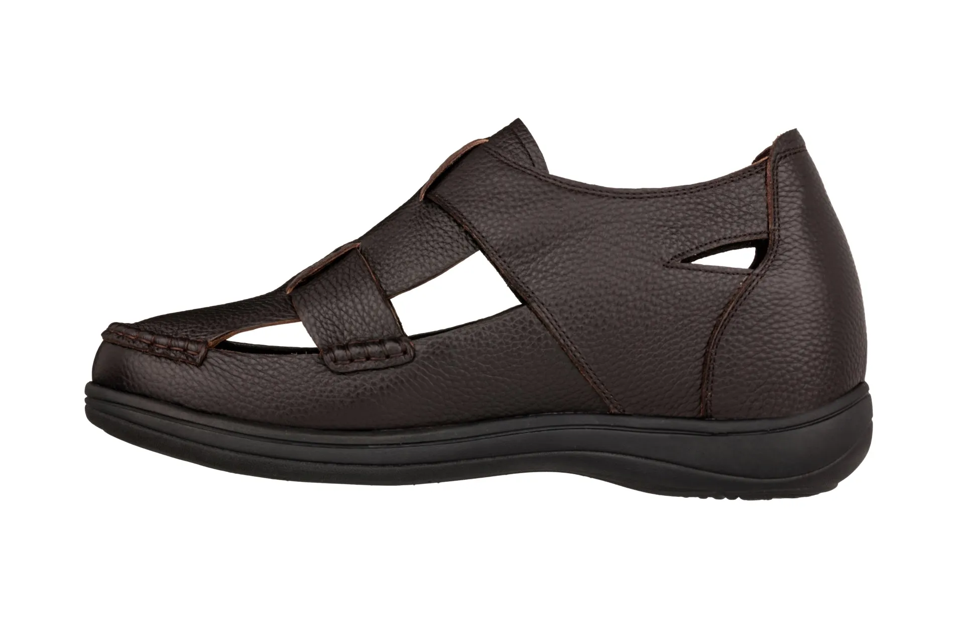 CALTO - K2662 - 3.2 Inches Taller (Dark Brown) - Casual Fisherman Sandal