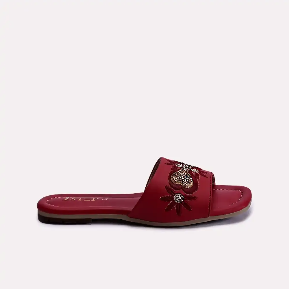 Camila Maroon Fancy Slippers 0412341