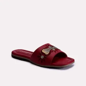 Camila Maroon Fancy Slippers 0412341