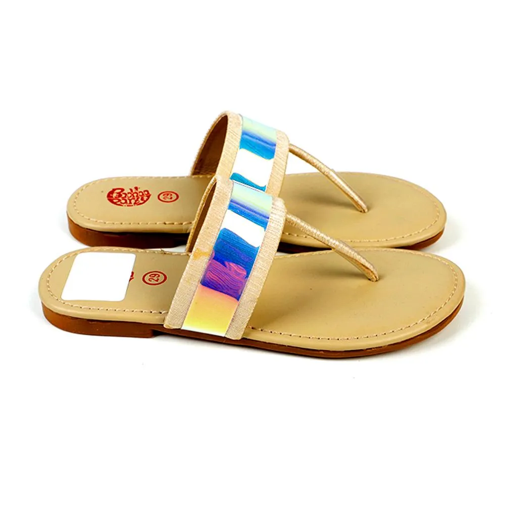 Casual Ethnic Slipper For Girls - Beige