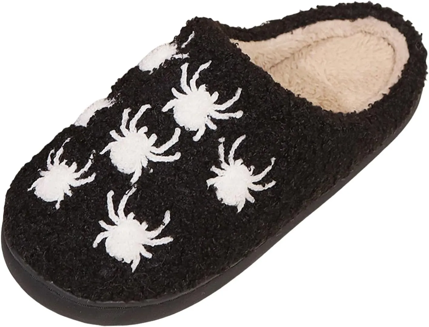 Cathalem Halloween Slippers for Women Retro Cozy Comfy Plush Warm Fur Lined House Slippers Lightweight Fuzzy Slip-on Shoes