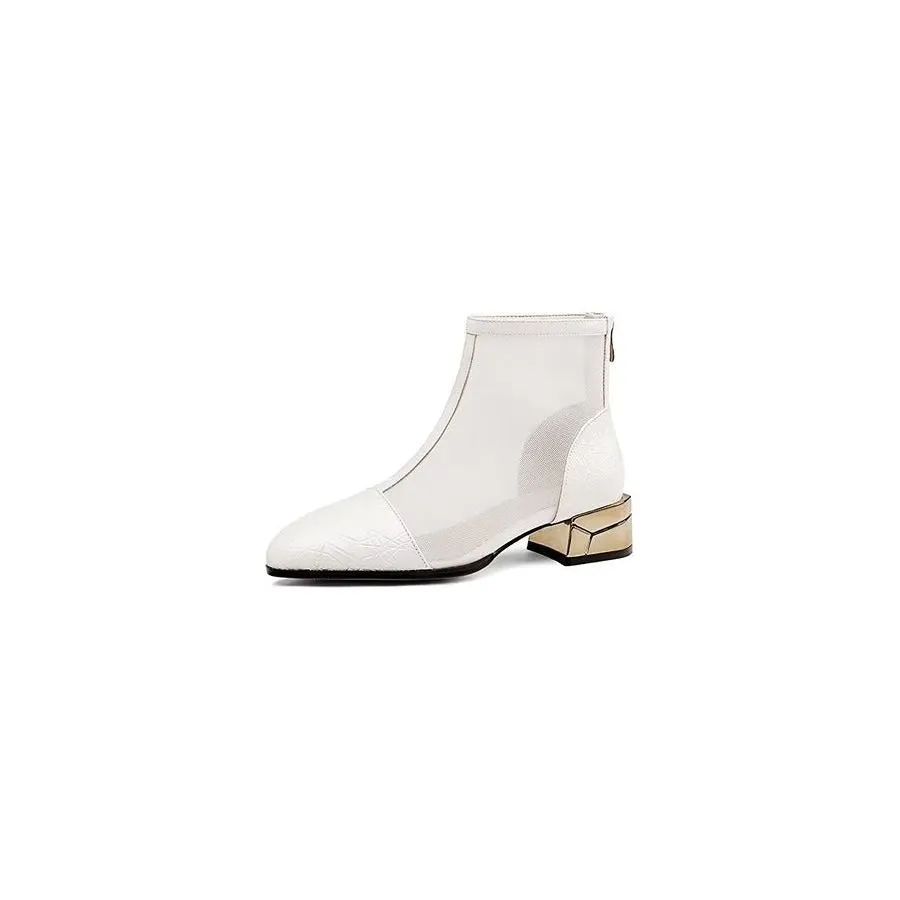 Embossed Elegance High Heeled Booties