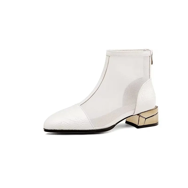 Embossed Elegance High Heeled Booties