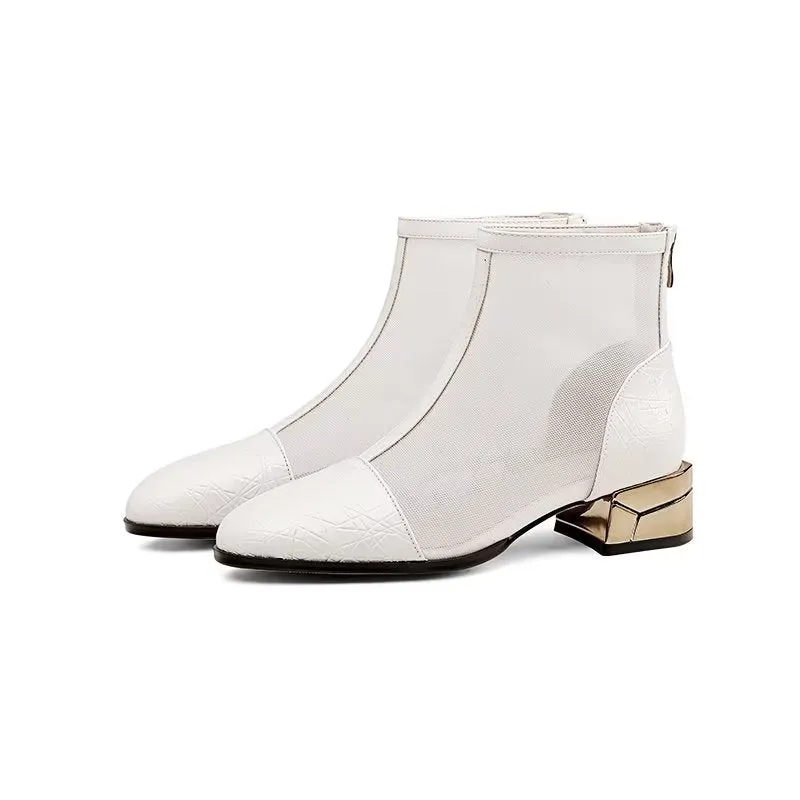 Embossed Elegance High Heeled Booties