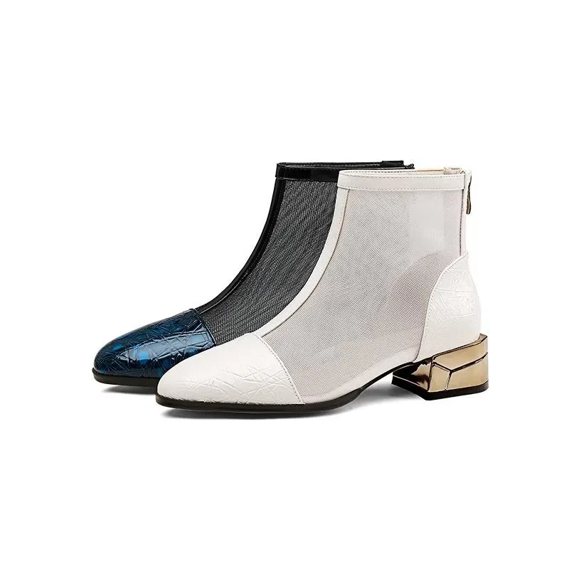 Embossed Elegance High Heeled Booties