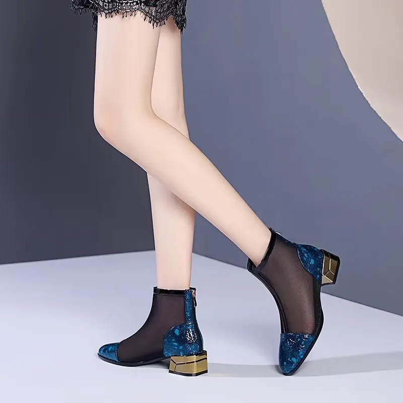 Embossed Elegance High Heeled Booties