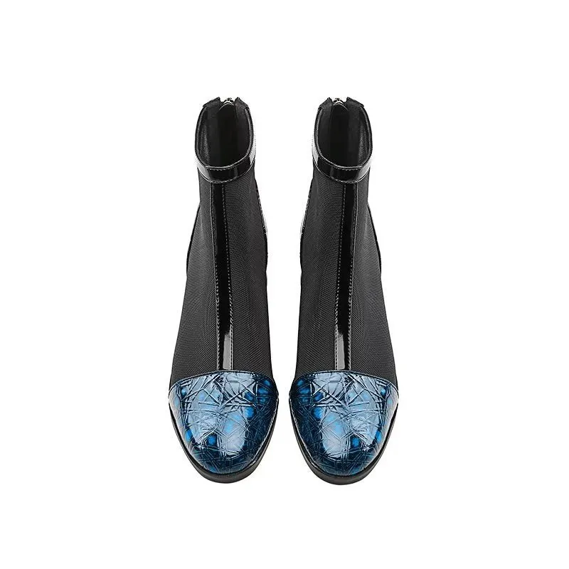 Embossed Elegance High Heeled Booties