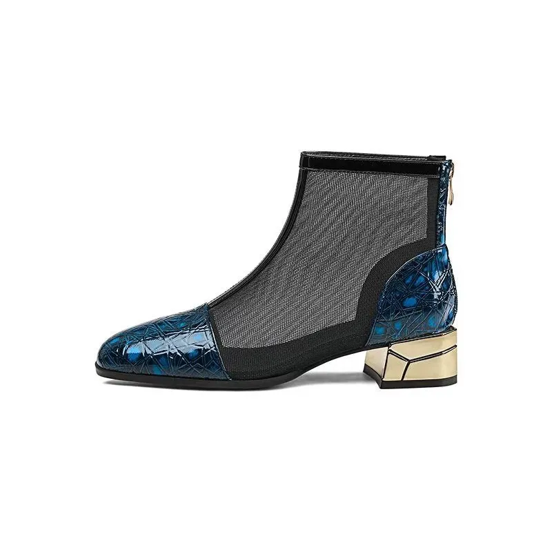 Embossed Elegance High Heeled Booties