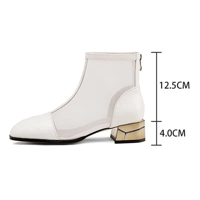 Embossed Elegance High Heeled Booties