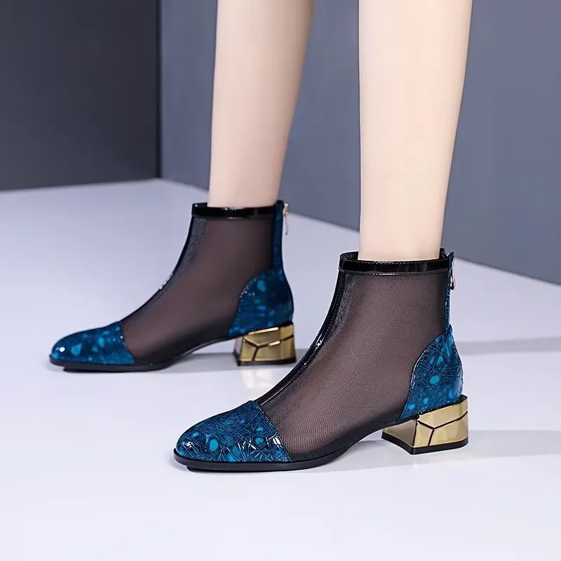 Embossed Elegance High Heeled Booties