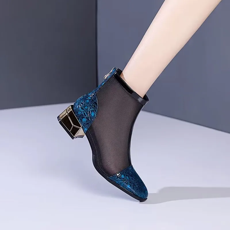 Embossed Elegance High Heeled Booties