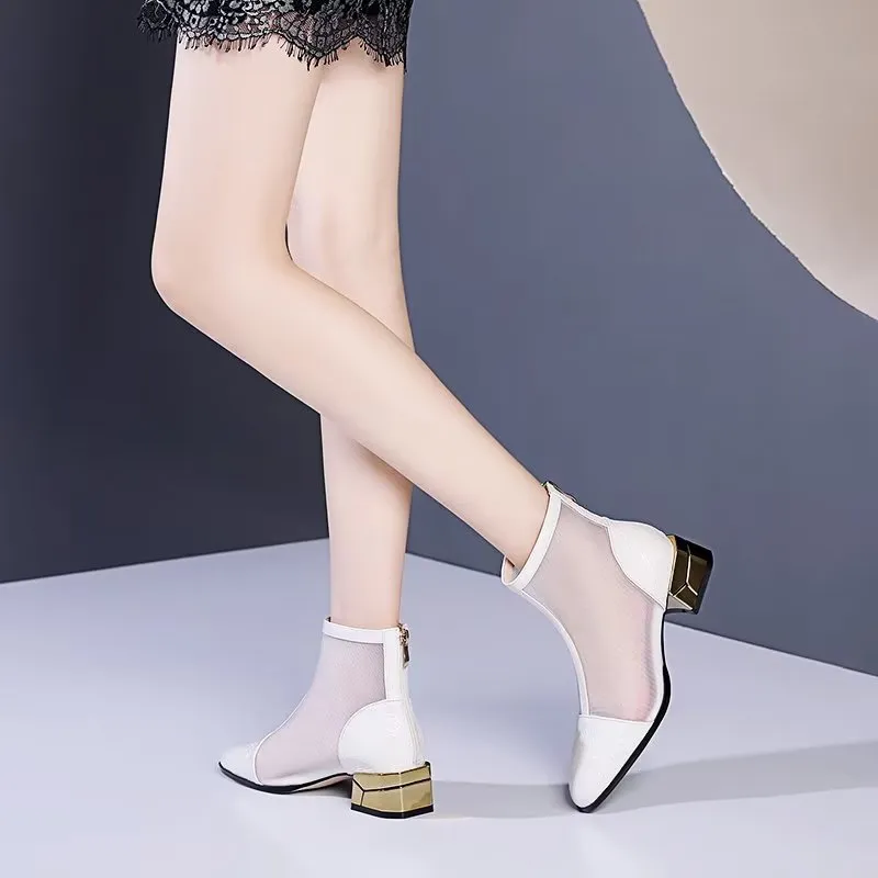 Embossed Elegance High Heeled Booties