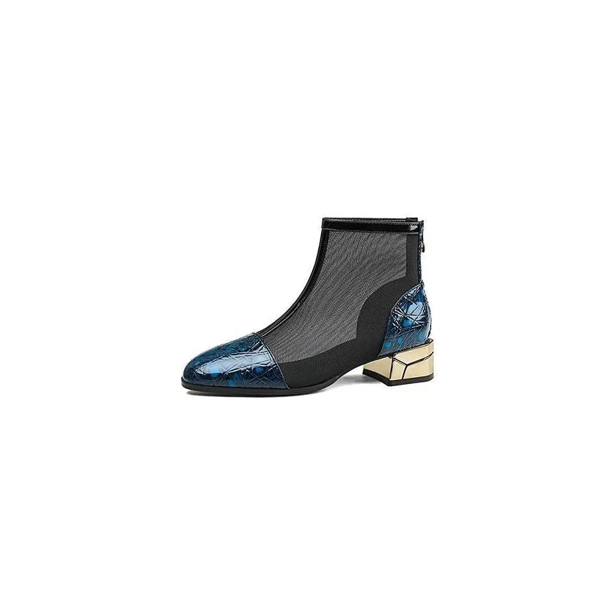 Embossed Elegance High Heeled Booties