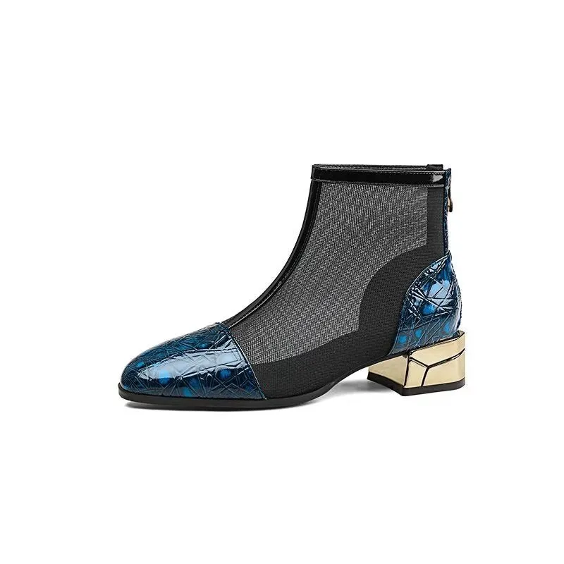Embossed Elegance High Heeled Booties