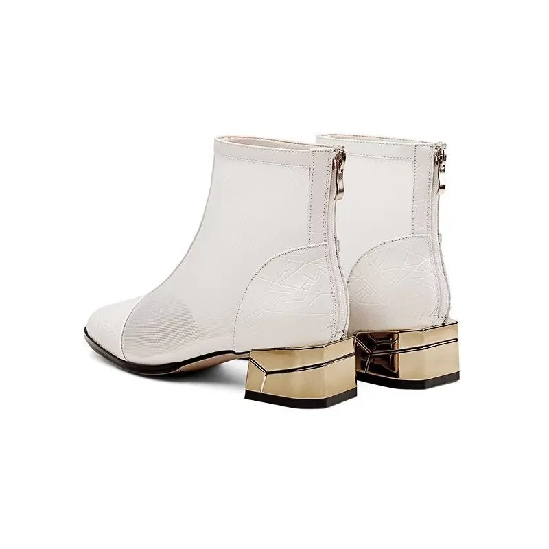 Embossed Elegance High Heeled Booties