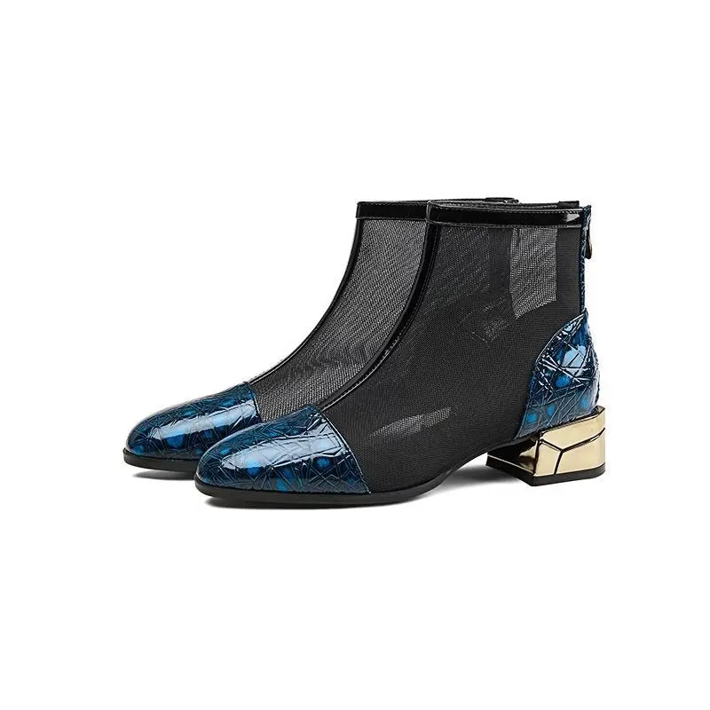 Embossed Elegance High Heeled Booties
