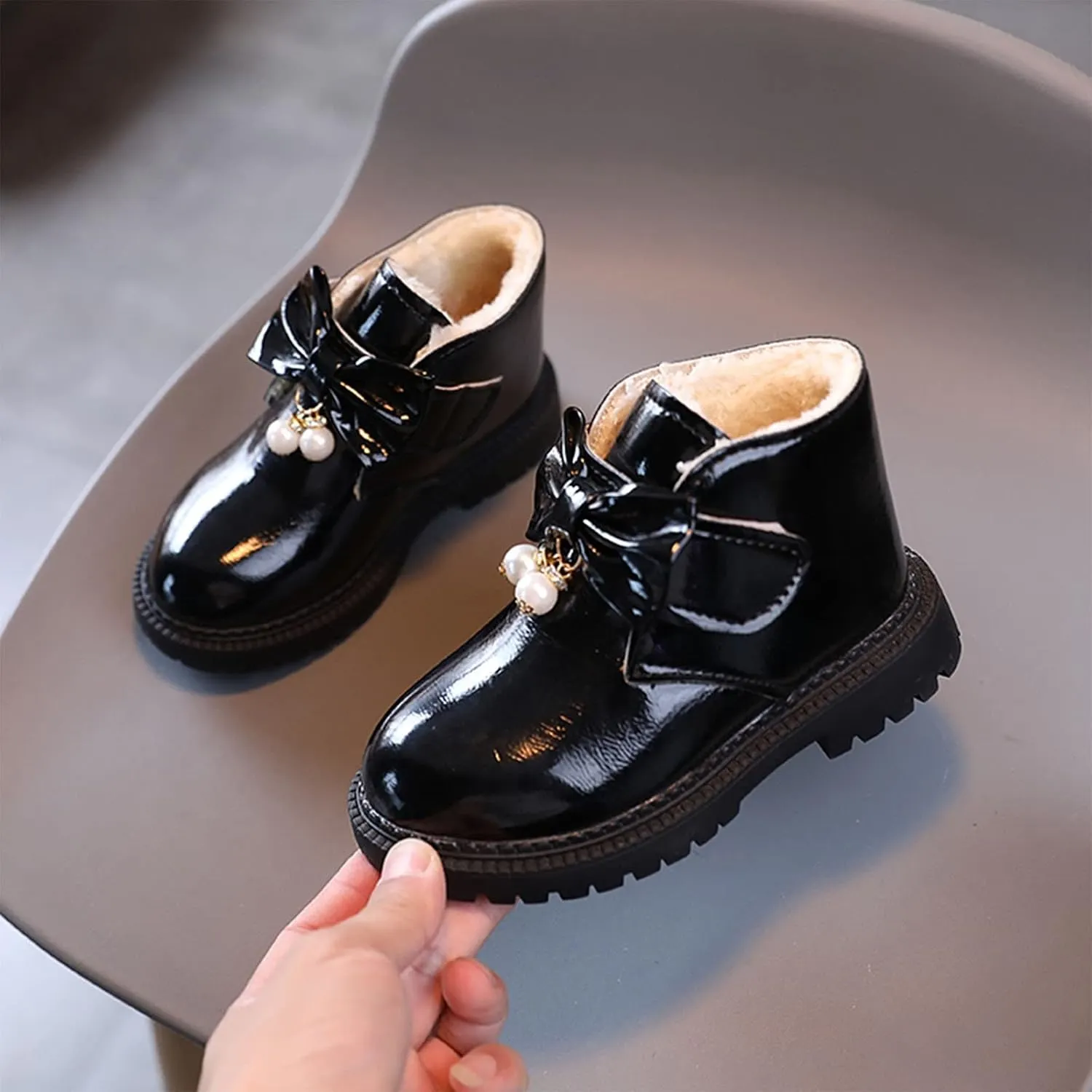 Fashion Autumn and Winter Girls Snow Boots Thick Bottom Non Slip Warm and Comfortable Cute Bow Snowboard Shoes for Kids