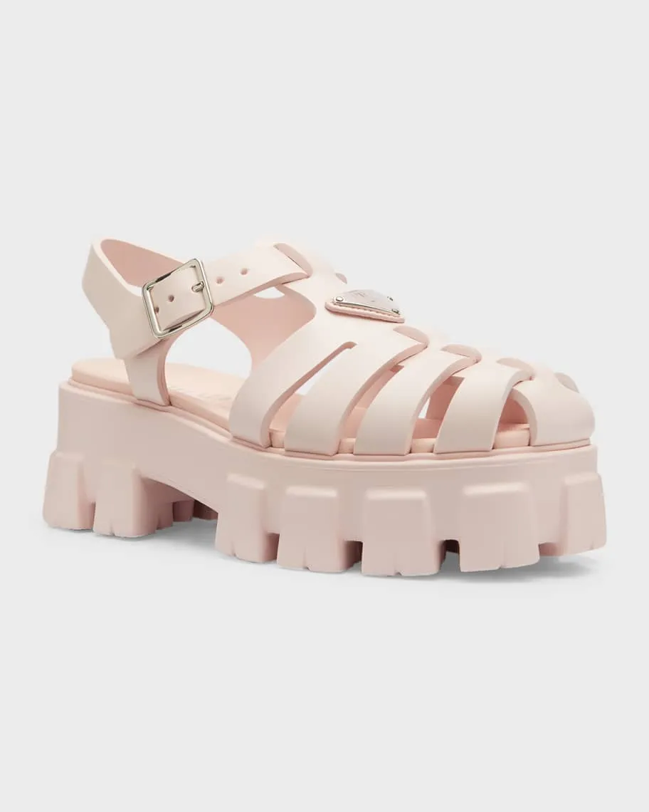 Fisherman chunky rubber sandals with Prada logo