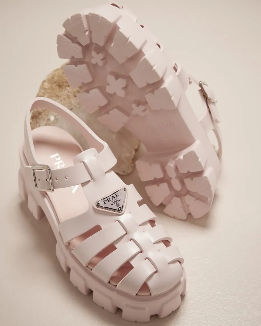 Fisherman chunky rubber sandals with Prada logo