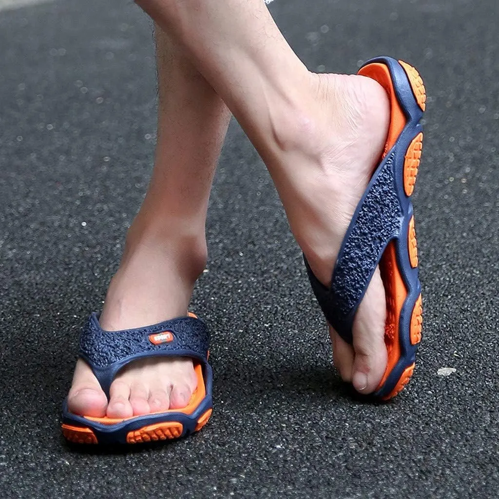 Flip Flops for Women Men's Fashion Spliced Soft Soled Flip Flops Outdoor Beach Foot Ware Beach Bath