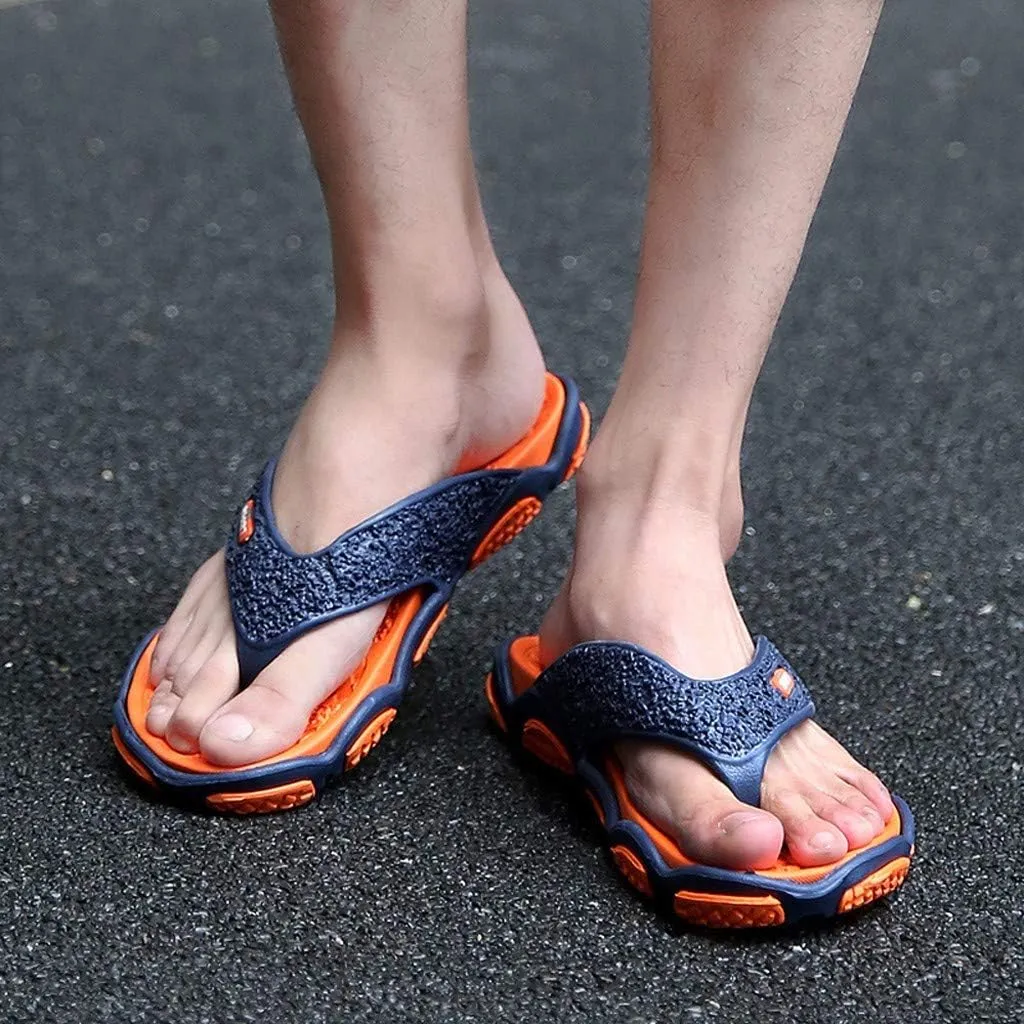 Flip Flops for Women Men's Fashion Spliced Soft Soled Flip Flops Outdoor Beach Foot Ware Beach Bath