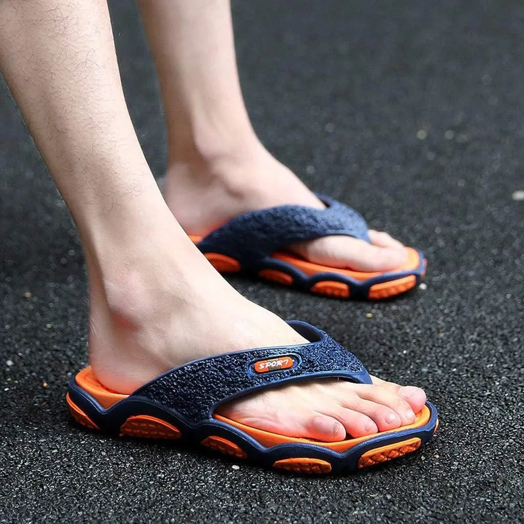 Flip Flops for Women Men's Fashion Spliced Soft Soled Flip Flops Outdoor Beach Foot Ware Beach Bath