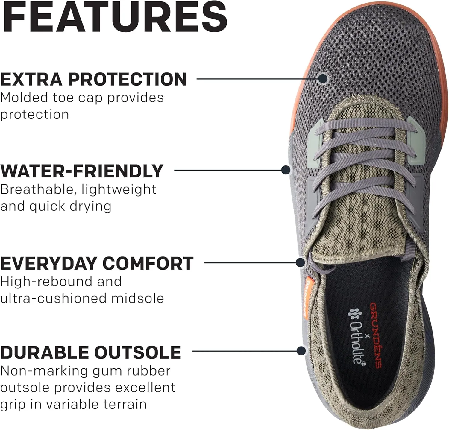 Grundens Keeper Sneaker - Lightweight Quick Dry Water Shoes, Breathable Mesh Upper with Rubber Toe, All Day Fishing Comfort and Support