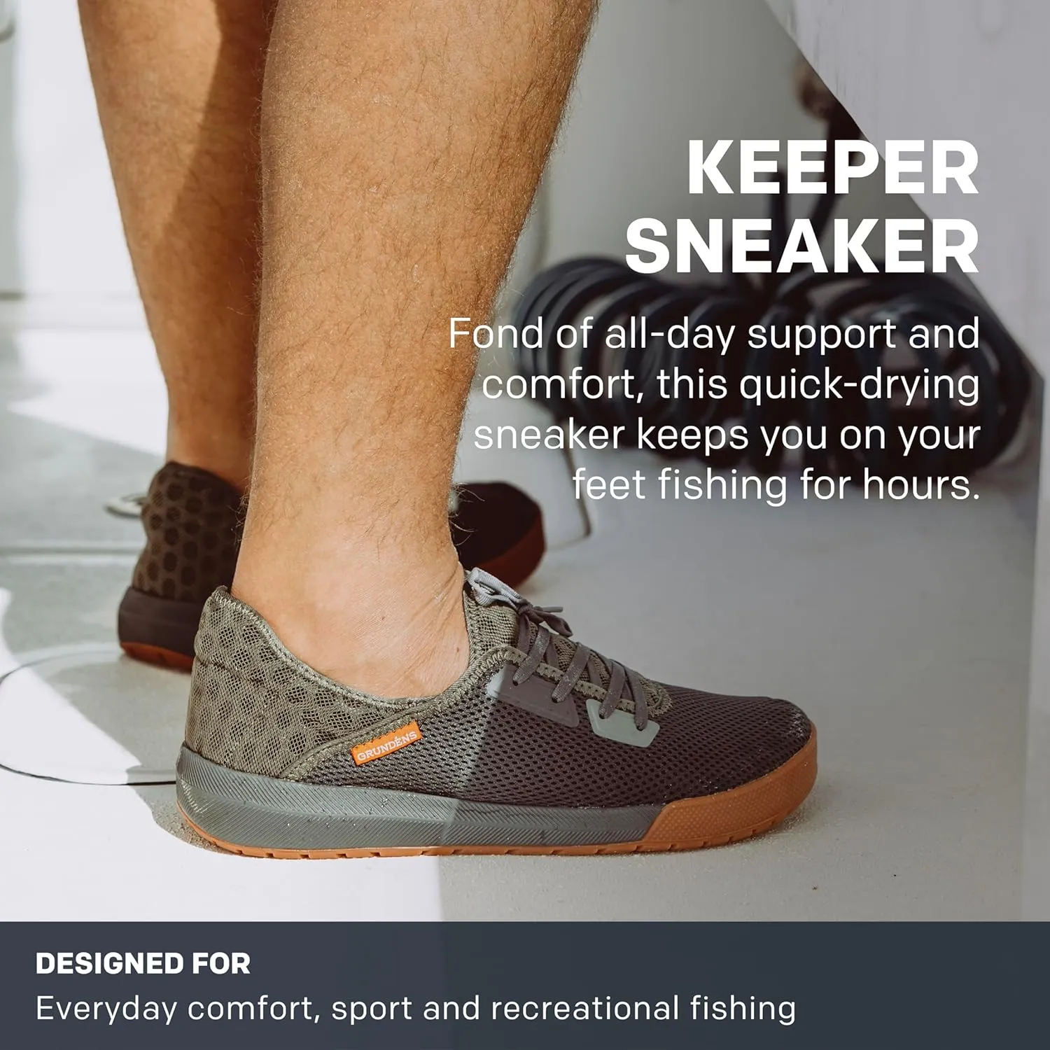 Grundens Keeper Sneaker - Lightweight Quick Dry Water Shoes, Breathable Mesh Upper with Rubber Toe, All Day Fishing Comfort and Support