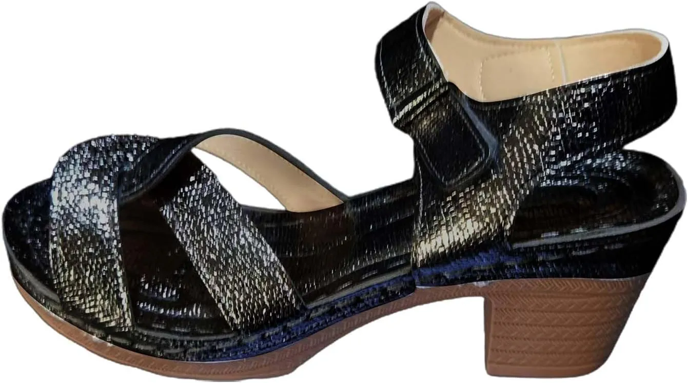 High Heel Sandals for Women Open Toe Strappy Ankle Strap Chunky Block Heel Wedding Shoes