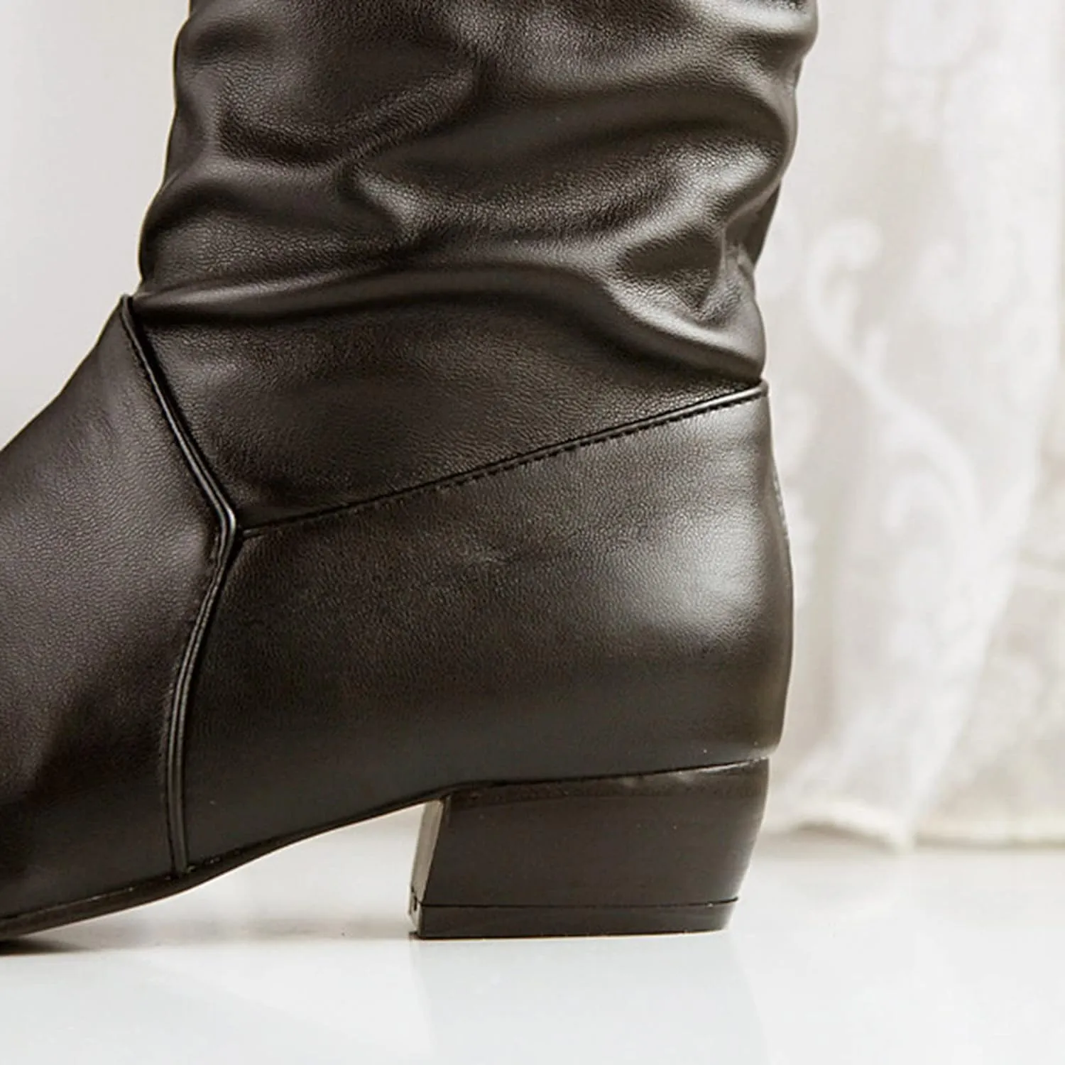 hlysgo Knee High Boots Women Mid Heel Fall Wather Winter Slouchy Pull On Casual Boots for Women