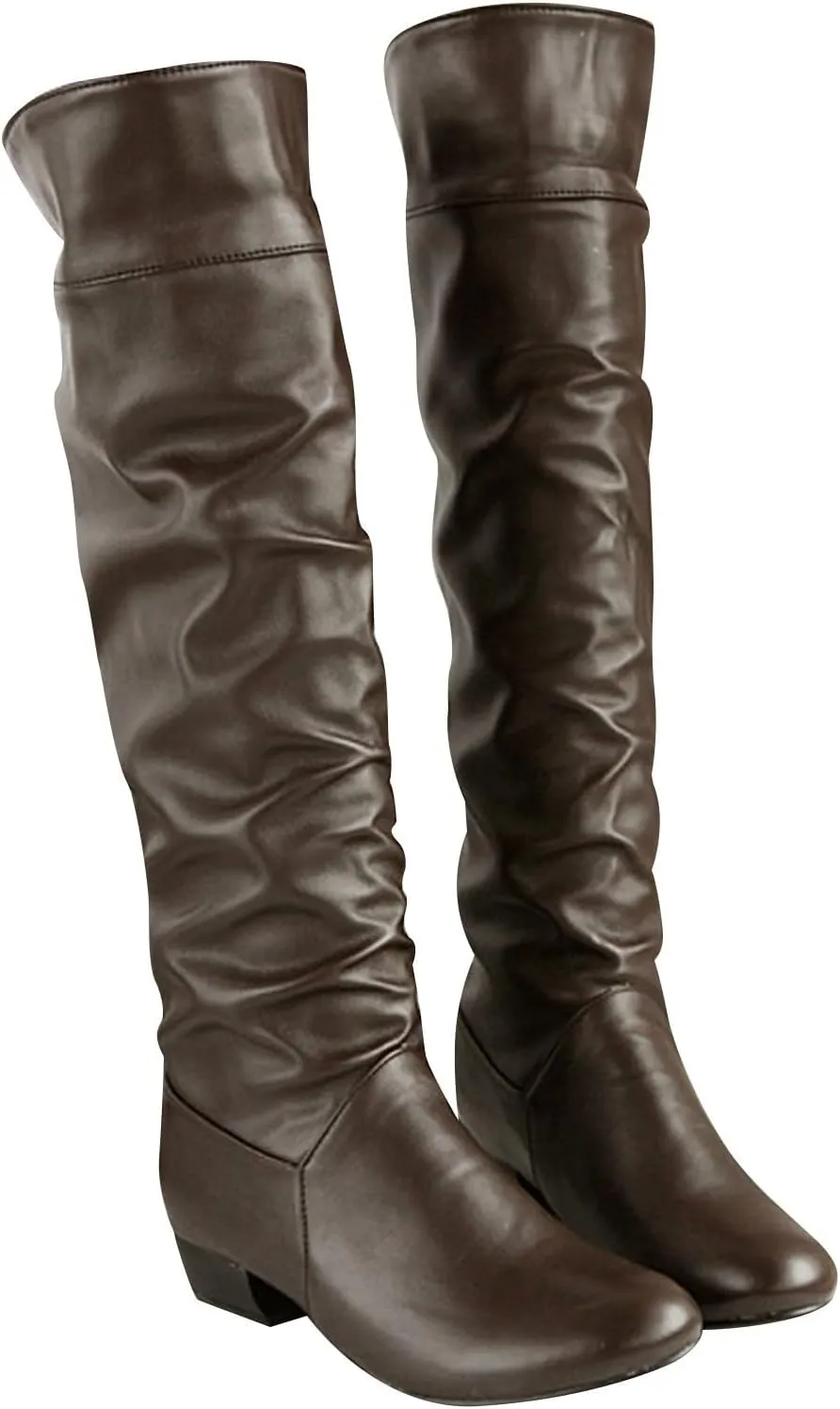 hlysgo Knee High Boots Women Mid Heel Fall Wather Winter Slouchy Pull On Casual Boots for Women