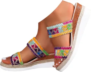 Platform Slip on Espadrille Sandals for Women New Summer Fashion Versatile Large Size Leisure Flat Canvas And Sole