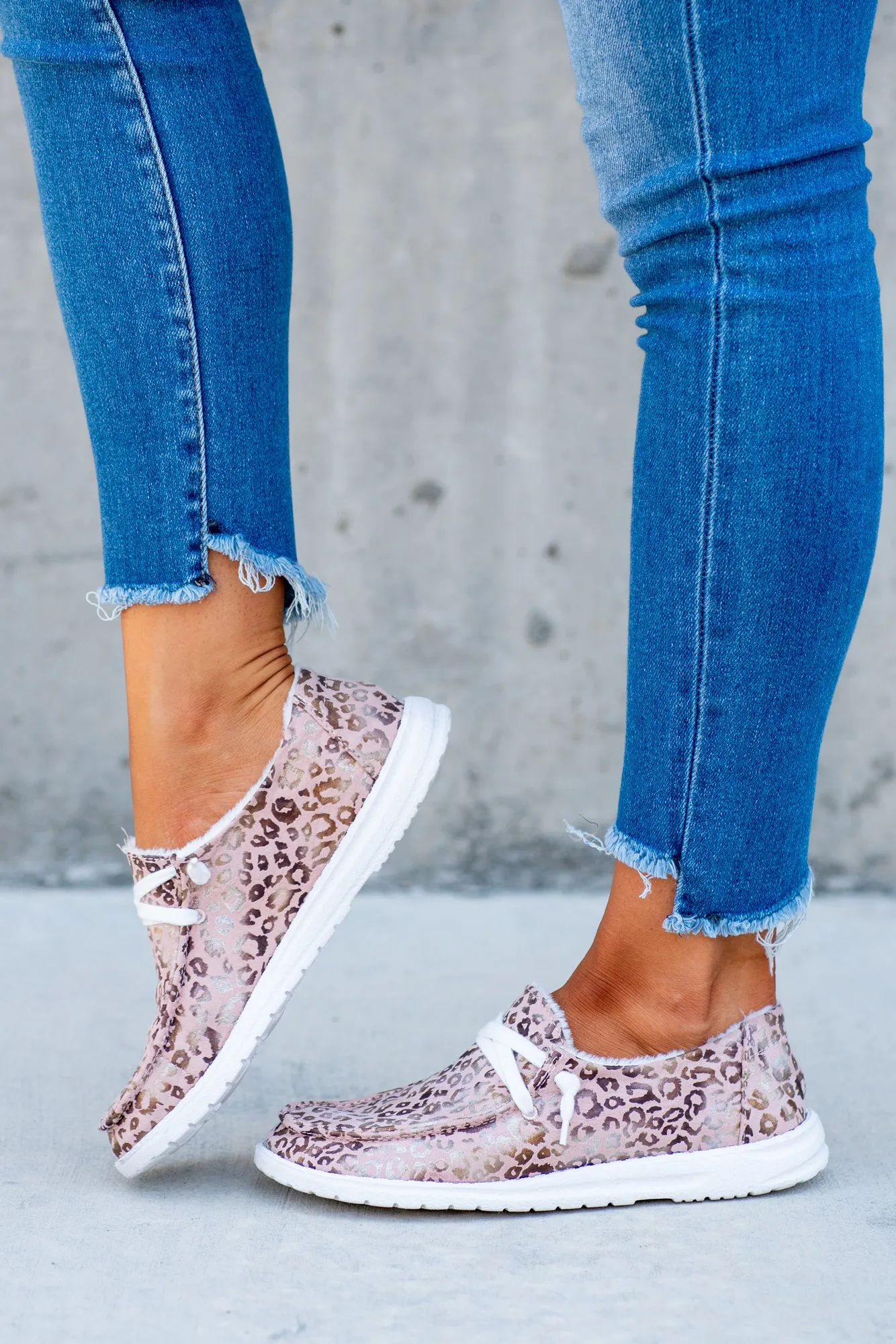 Safari Boat Shoe Sneakers Leopard Print - Blush