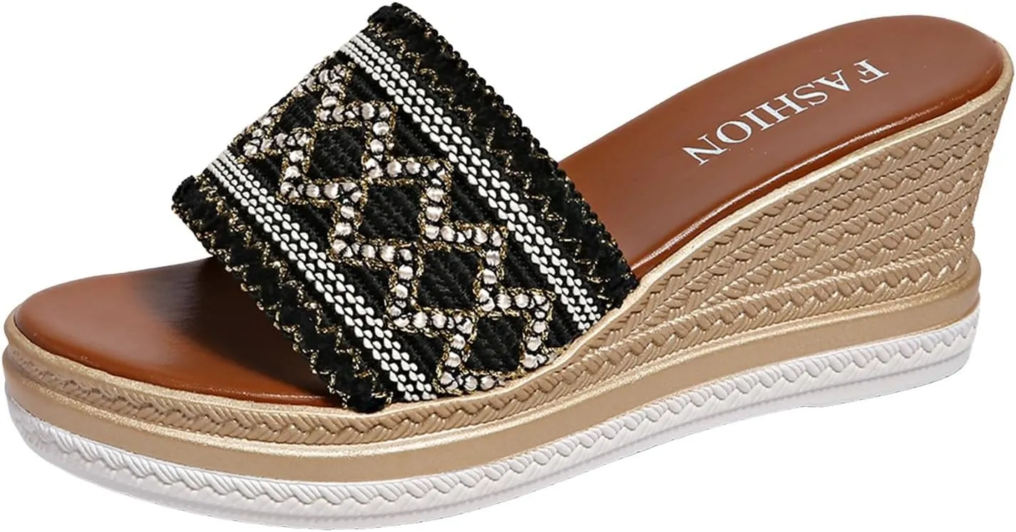 Sandal Espadrilles Flatform Wedge Women's Comfortable Slide Sandals Arch Support Walking Platform Sandals Orthopedic