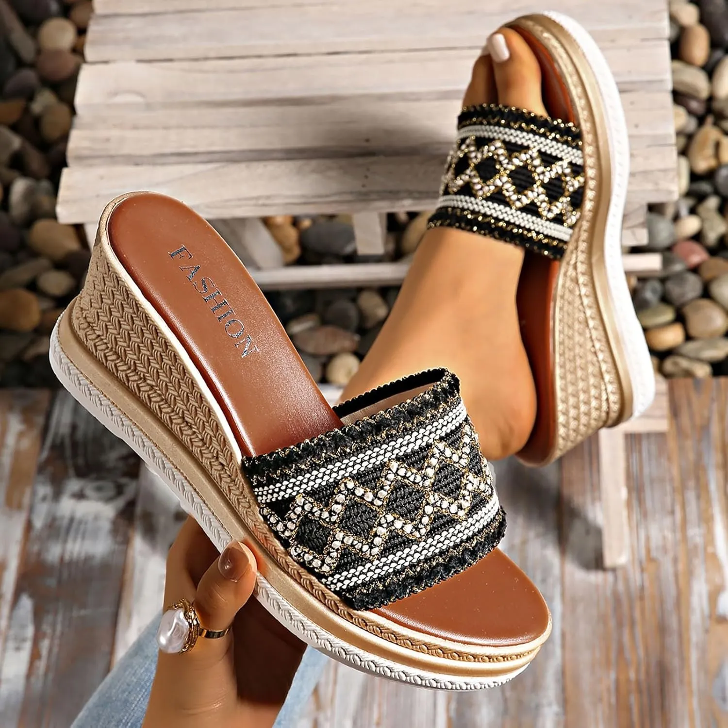 Sandal Espadrilles Flatform Wedge Women's Comfortable Slide Sandals Arch Support Walking Platform Sandals Orthopedic