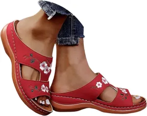Sandals for Women 2024 Wedge Comfortable Boho Beach Sandals Women Arch Support Memory Foam Slip On Slide Slippers