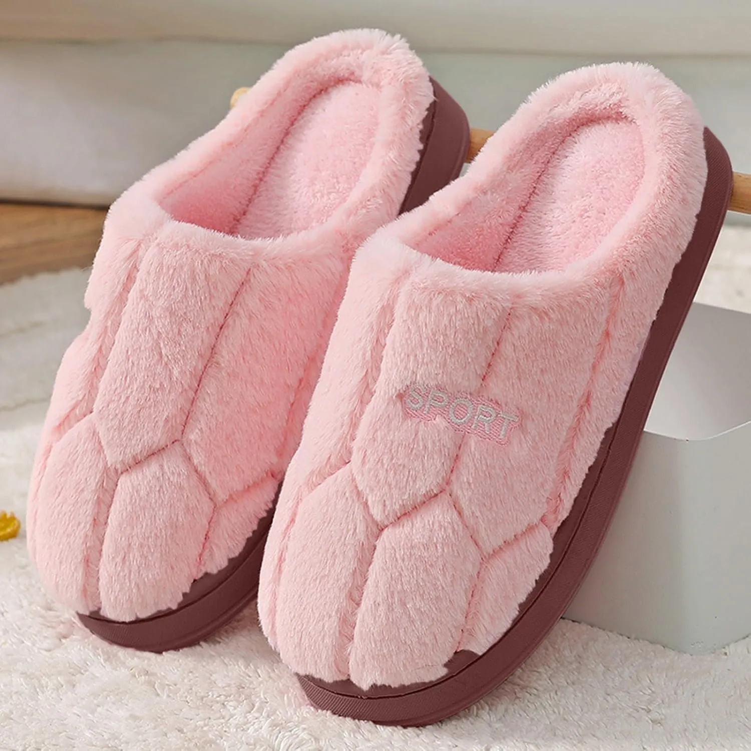 Slippers for Women Fuzzy Slip-on Slippers Warm Cozy Indoor Slippers Soft Lightweight Shoes Memory Foam House Shoes
