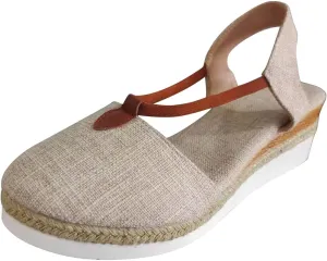 Women Orthopedic Wedge Sandals Summer Dressy Closed Toe Espadrille Wedge Heels Sandals Comfortable Wide Width Non Slip Shoes with Adjustable Ankle Strap Metal Buckle Indoor Outdoor