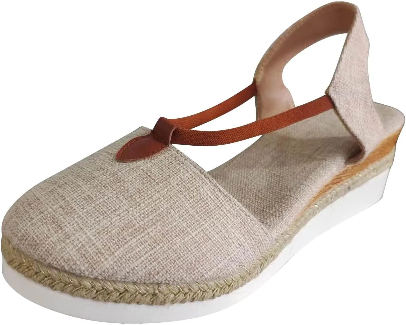Women Orthopedic Wedge Sandals Summer Dressy Closed Toe Espadrille Wedge Heels Sandals Comfortable Wide Width Non Slip Shoes with Adjustable Ankle Strap Metal Buckle Indoor Outdoor