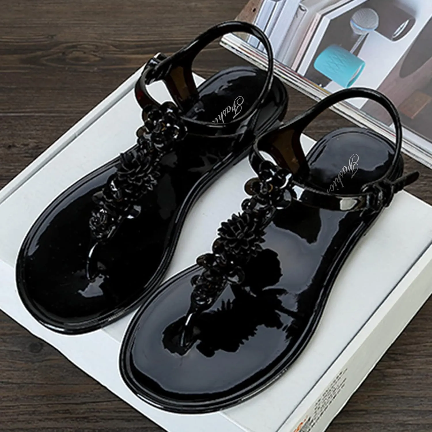 Women's Jelly Flip Flops Sandal Shoes for Beach Oceanside Holiday Outdoor Flat Sandals For Women Open Toe Sandals